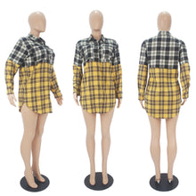 Load image into Gallery viewer, Plaid Print Button Shirt Top Patchwork
