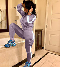 Load image into Gallery viewer, Reflective strip 2-piece Track Suit set
