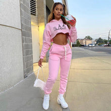 Load image into Gallery viewer, Bad Girl Letter Print Two Piece Sweat suit
