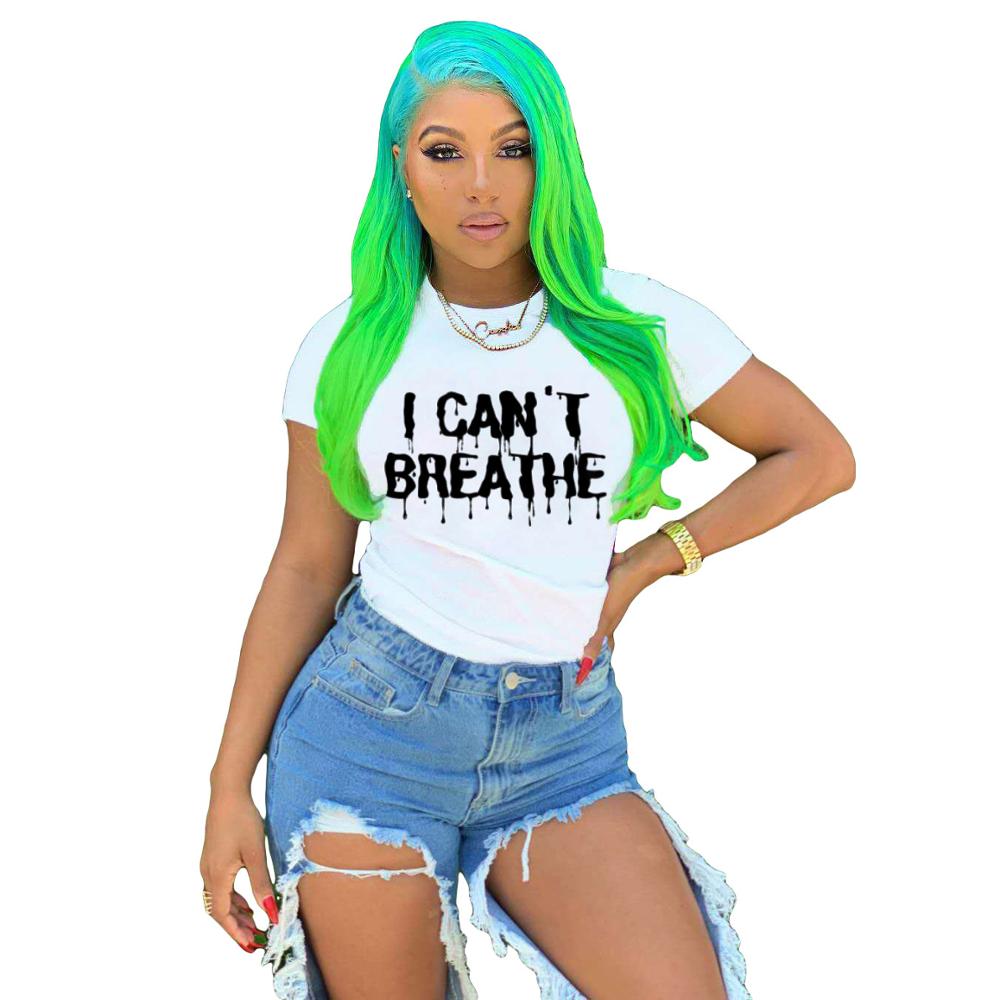 Summer I can't Breathe Letter Print Tshirt