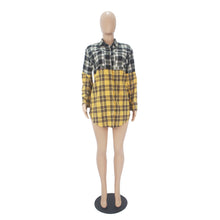 Load image into Gallery viewer, Plaid Print Button Shirt Top Patchwork
