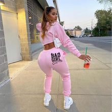 Load image into Gallery viewer, Bad Girl Letter Print Two Piece Sweat suit
