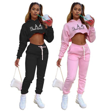 Load image into Gallery viewer, Bad Girl Letter Print Two Piece Sweat suit
