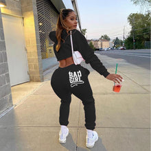 Load image into Gallery viewer, Bad Girl Letter Print Two Piece Sweat suit
