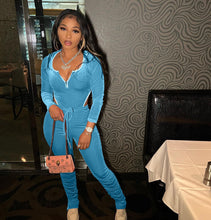 Load image into Gallery viewer, Long Sleeve Zipper V-neck Velvet Two Piece Tracksuit
