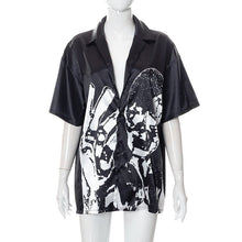 Load image into Gallery viewer, Short Sleeve Turn Down Black Blouse
