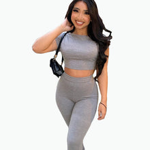 Load image into Gallery viewer, Crop Tshirt Pants Set Two Piece Set Tracksuit
