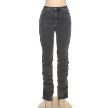 Load image into Gallery viewer, High Waist Black Fold Stacked Jeans
