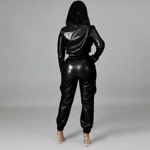 Load image into Gallery viewer, PU Leather Short Jacket Pants Set Two Piece
