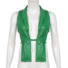 Load image into Gallery viewer, Green PU Leather Blazer Vest
