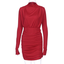 Load image into Gallery viewer, Long Sleeve Pleated Stacked Elegant Dress
